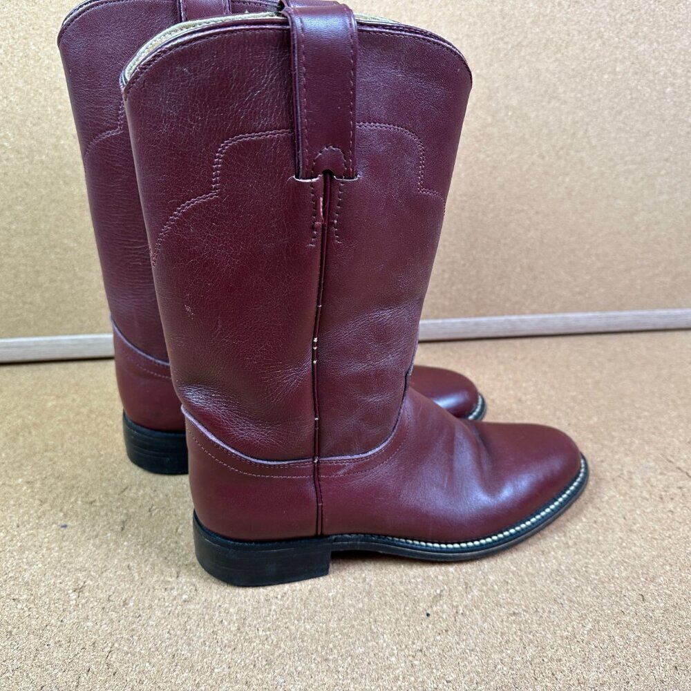 Vintage Tony Lama Burgundy Red Womens Cowboy Cowgirl Roper Boots Size 5 A - Picture 3 of 10
